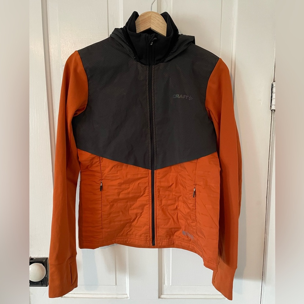 craft women’s small LUMEN SUBZERO JACKET running coat quilted hooded Orange